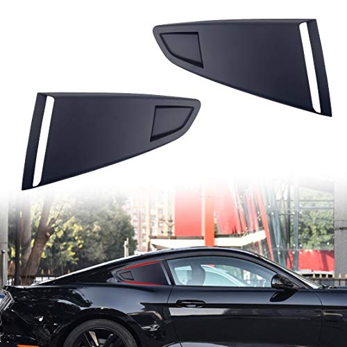 Negro de plástico 1Pair ventana de coche del cuarto trasero de la lumbrera de ventilación laterales de la cucharada de la ventana de la lumbrera Fit For Ford Mustang 2015-2018 Ventilador de las persi Cover