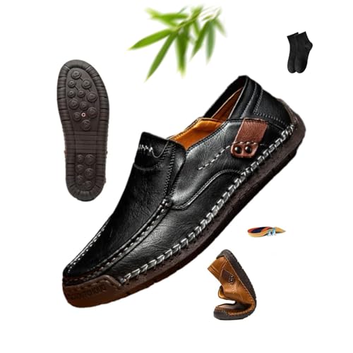 Enjerr Orthopedic Shoes Men, Ideacloth Shoes for Men, Men's Handmade Genuine Leather Slip-On Loafers Men's Driving Shoe Waterproof Walking Moccasins