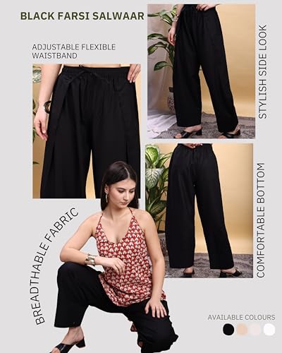 Image of Womanista Women's Viscose Rayon Fabric Farsi Salwar | Comfortable Fit & Lightweight Pant | Casual Summer Cotton Bottom for Women | Available in Plus Size