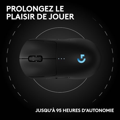 Logitech G PRO 2 Lightspeed, souris de gaming sans fil, pour droitier ou gaucher, maximum de 4 boutons latéraux magnétiques personnalisables et commutables, capteur 44K DPI, recharge USB-C, PC/Mac - N