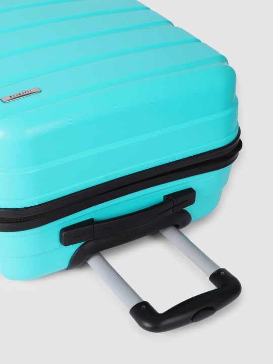 Image of Teakwood Large 8 Wheel Set of 2 Trolley Bag, Hard Cabin with Zipper Closure, Adjustable Push Button & Cross Side Strap, TSA Lock System 360 Degree (Small-Medium, Aqua Green)