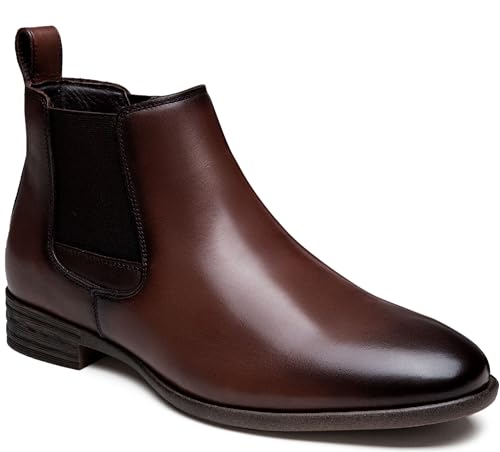 Image of Jousen Mens Chelsea Boots Leather Slip On Dress Boots | Top-Grain Leather Upper,Slip-On Chelsea,Non-Slip Rubber Sole,Removable Memory Foam Insole,Lightweight Business Style