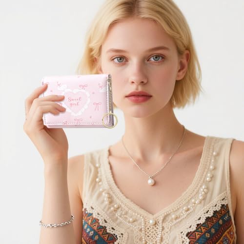 Image of Sunwel Fashion Cute Coquette Bow Wallet with Key-chain for Women Girls