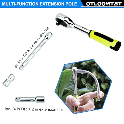 Otloomtbt 1/4 INCH Drive Industrial Grade Socket Ratchet Wrench Set, With Bit Socket Set Metric And Extension Bar thumb #3