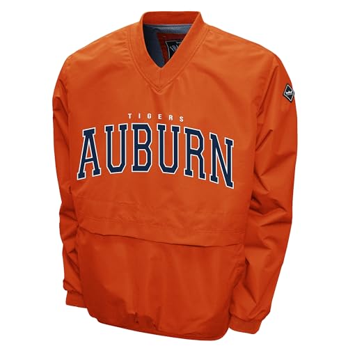 2Bhip NCAA Auburn Tigers Adult Orange Navy Lightweight V-Neck Windbreaker Wind Shirt Pullover Jackets For Men