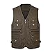 Men's All Seasons Cotton Multi-Pocket Vest Sleevel Casual ets tawny Vest XL 50-60kg