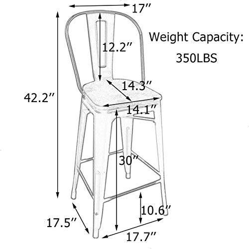 Image of Andeworld 30 Inch Swivel Bar Stools Industrial Metal Barstools High Back Dining Bar Chairs Counter Height Stools with Wooden Seat Set of 4(30inch,Silver)