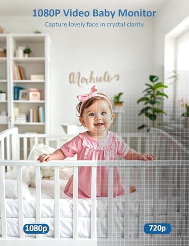 Buradin 1080P Baby Monitor No WiFi, Pan Tilt 4X Zoom 5000mAh Battery Video Baby Monitor with Camera and Audio, 2-Way Talk, Night Vision, VOX, 1200FT - Image 3