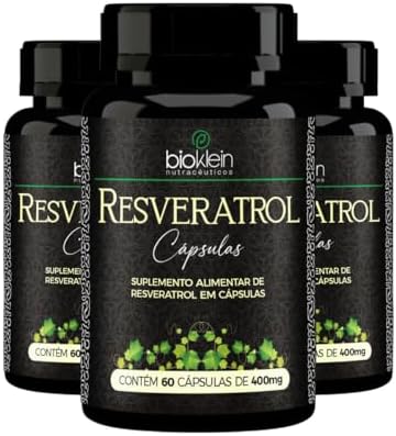 Kit 3 Resveratrol Uva Desidratada Trans-Resveratrol 400mg - 60 Cá...