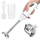 【APLICACIÓN AMPLIA】 Esta licuadora eléctrica ampliamente utilizada es adecuada para batidos, batidos de leche, sopas o alimentos infantiles, con función de batidor, para huevos, crema, queso, rebozado y para hacer todo tipo de pasteles, también ideal para carne picada o hacer chile en polvo. etc.