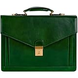 Time Resistance Valigetta in Pelle – Design Classico Fatto a Mano con Scomparto per Laptop (Verde)