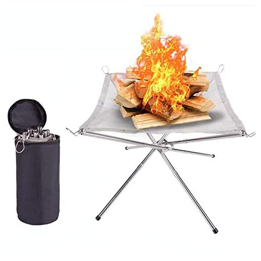 panthem Bärbar eldstad, 40 cm camping eldstad vikbar - vikbart stålnät bärbar öppen spis eldstad utomhus eldstad perfekt för camping, trädgård, uteplats, trädgård