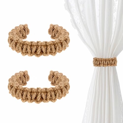 Qianyu 2 Stück Boho Vorhang Raffhalter Eflochtene Gardinenhalter Vorhang Halter Vorhänge...