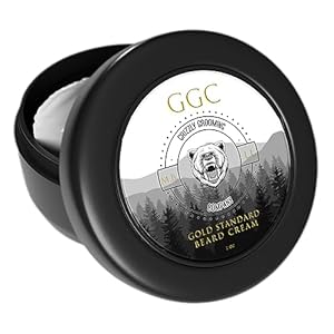 Grizzly Grooming Co. Gold Standard Beard Cream – Shea Butter, Jojoba & Argan Oil Infused, Tames Flyaways, Reduces Itch, Hair Growth Support, Unscented