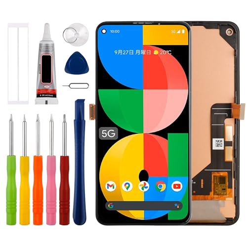 [Supports Fingerprints][New] Duotipa LCD Display Touch Screen Digitizer Assembly Replacement for Google Pixel 5A 5G G1F8F, G4S1M with Technical Repair Tools Kit-Black.