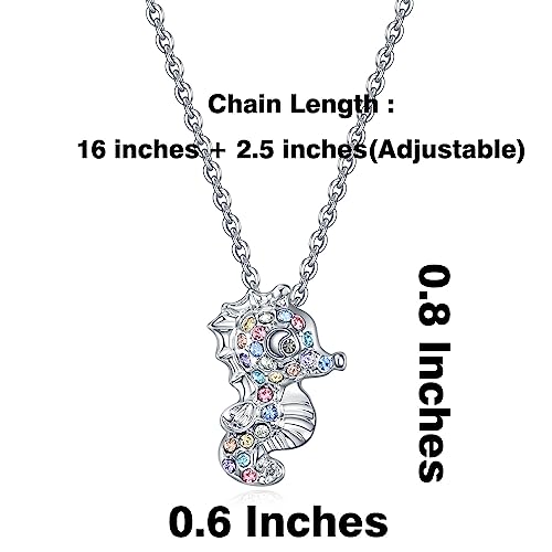 VEEHOO Seahorse/Whale/Starfish/Crab/Fish/Jellyfish/Squid Necklace for Girls Womens,Cute Ocean Animal Jewelry Gifts for Daughter Niece3