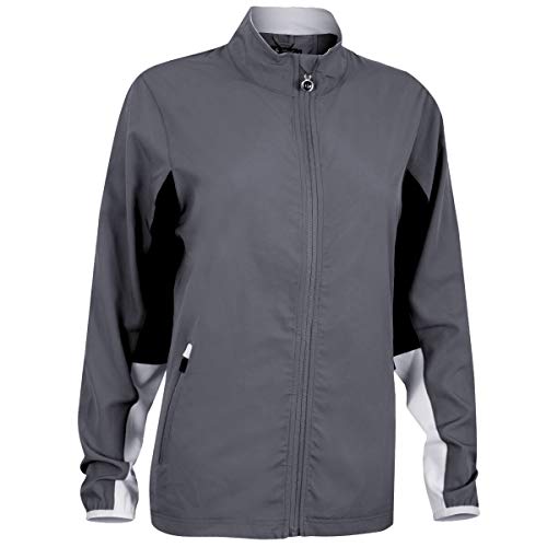 Island Green Golf IGLTOP1683AW Womens Full Zip Jersey Contrast Sports Tracksuit Style Top, Bedrock Grey, 12