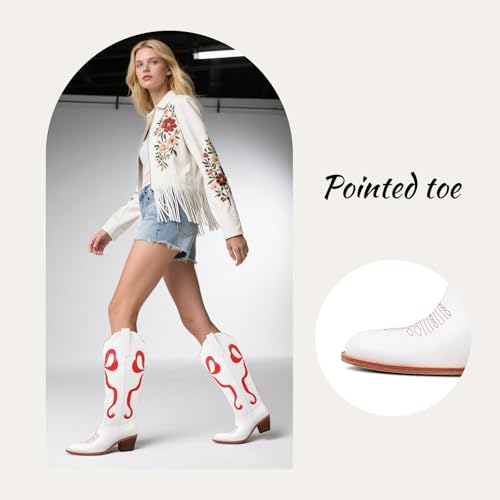 Image of LingxiaUne Cowboy Boots for Women, Mid Calf Cowgirl Boot Rhinestone, Comfortable Chunky Heel Western Boot with Glitter, Sparkle Boot for Dressy Woman