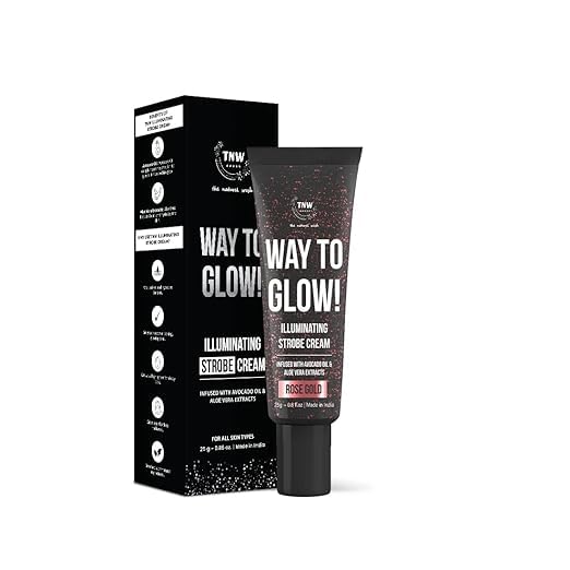TNW-THE NATURAL WASH Way to Glow! Illuminating Strobe Cream For Face Glow - 01 Rose Gold (25gm) | With Avocado Oil & Aloe Vera Extract | Used As Moisturizer, Highlighter & Dewy Glow | Paraben Free