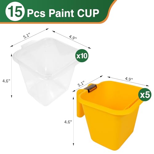 Voomey 15-teiliger Farbeimer für 473 ml Farbe oder Beize, Farbbecher, Farbeimer, Trimm-Malwerkzeug, für Fertigarbeiten und Reparaturen