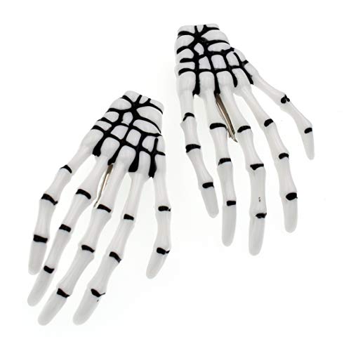 5Pcs Skeleton Hands Hair Clips 3" Skull Hand Bone Hair Clips Halloween Hair Dress Accessories, White #TOP4