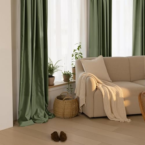 NICETOWN Sage Green Velvet Curtains 96" Long for Living Room by NICETOWN - Used condition - Image 3