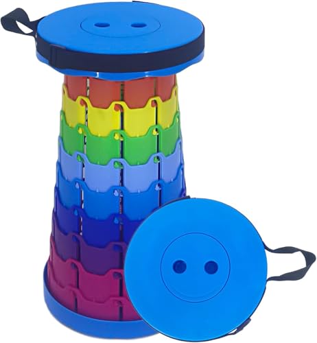 折りたたみ椅子 伸縮式 アウトドアチェア 折り畳み式 キャンプ椅子 キャンプスツール 軽量 防水 持ち手付き 持ち運び便利開閉 耐荷重200KG 釣り/観戦/花火大会/屋内/屋外用 (ブルートップ・カラーコア) [並行輸入品]