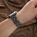 SWEETAXI Metal Elastic Watch Band, Designer Beaded Strap Compatible with Apple Watch Series Ultra/11/10/9/8/7/SE/6/5/4/3/2/1, 38-49mm, Silver (glossy black, 38/40/41/42mm(Series11/10))