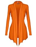 DRSKIN Women's Open - Front Long Sleeve Knit Cardigan (Cardigan Orange, XL)