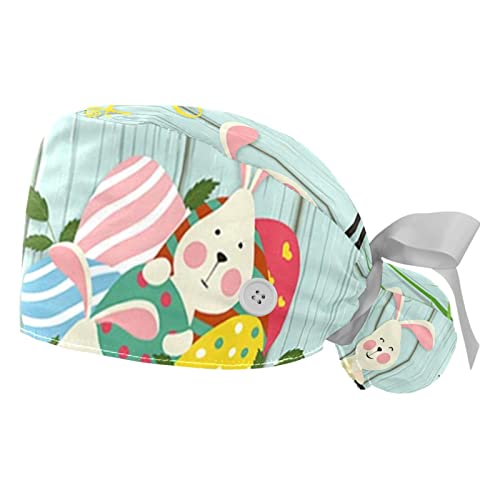 Casquettes de travail respirantes pour la cuisine et les ateliers motif lapin de Pâques