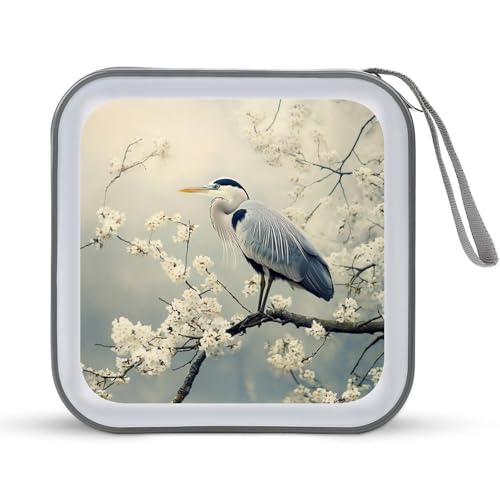 Grey Heron Blue CD Case Plastic DVD Case Holder Wallet Disc Storage Organizer for Car Travel