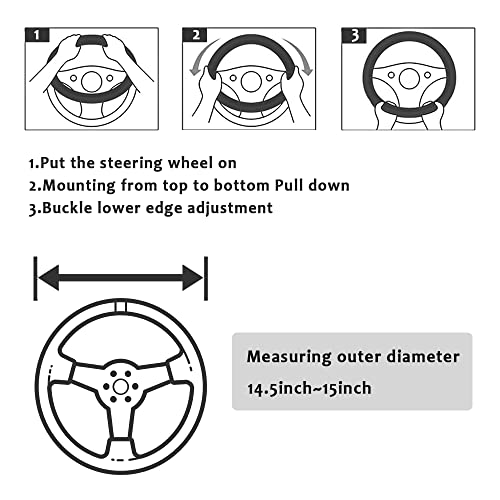 15" Breathable Steering Wheel Cover,All Year Long Comfortable Microfiber Mesh Thin Steering Wheel Cover For Women/Men,Anti Slip&Scratch Steering Wheel Accessories (Black) #TOP5