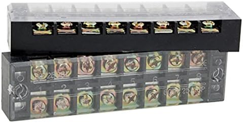 Uxcell a10073000ux0031 2 Pcs 8 Position Double Row Screw Terminal Covered Barrier Strip 600V 25A