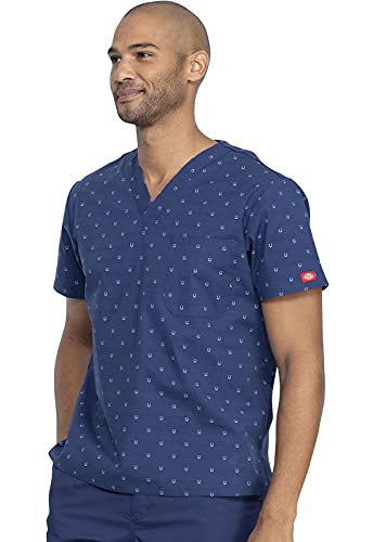 Image of Dickies EDS Signature Scrubs for Women and Scrubs for Men, Unisex One Pocket V-Neck Top in Soft Brushed Poplin 83706