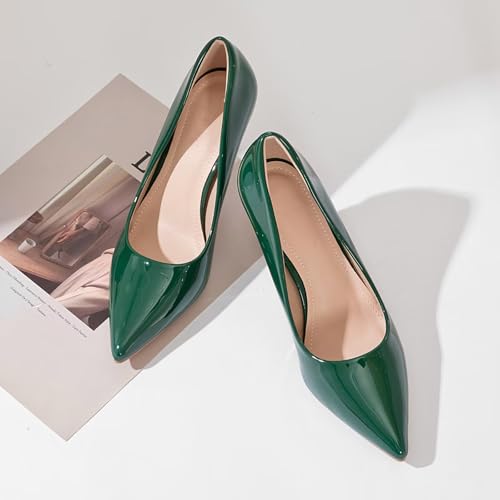Image of Women's Low Kitten Heel Pumps Classic Fashion Dress Pumps Simple Heeled Shoes for Office Work