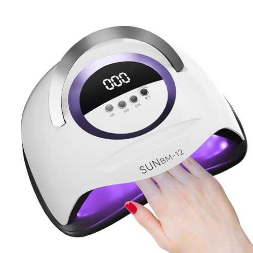 aichilra Lampe UV LED pour ongles en gel, 300 W, 72 LED, avec prise de charge améliorée et 4 minuteries, écran LCD, capteur infrarouge, base amovible, poignée pour salon et maison