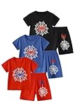 Jolyshlid Boys' Shorts Set 6 Pieces Short Sleeve Tee T-Shirt and Shorts Set Boys Outfits Clothing Set 11-12Y