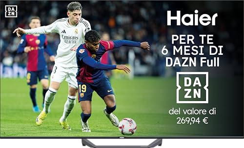 Haier QLED 4K UHD H43S80FUX 43'' Smart TV, Google TV, Dolby Audio, HDR 10, Telecomando Smart, Google Assistant, Bluetooth 5.1, Gaming Accelerator, USB 2.0, DBX TV, HDMI 2.1 x 4 [2025]