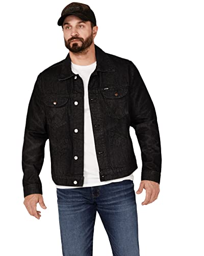 Wrangler Men's X Fender Cowboy Legends Button-Down Denim Jacket Black X-Large #TOP29