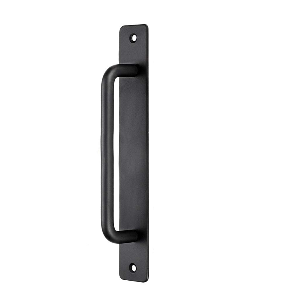 Tiberham Black Sliding Door Handle, 180 Mm Heavy Duty Pull Push Door Handles With Back Plate, Gate Handle Toilet Door Pull Plate Wooden Cabinet Cupboard Handle Hardware (Black)