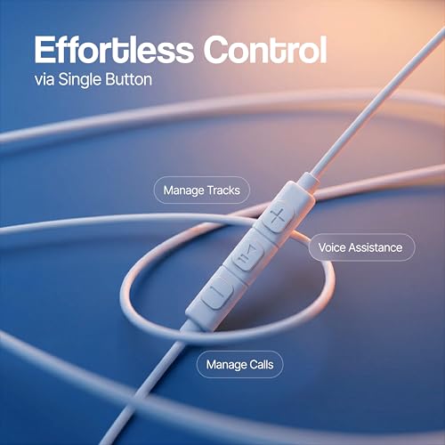 Image of Ambrane Type C Wired Earphones with inbuilt Mic, Strong Bass Audio, Clear Calls, Tangle Free Cable, in Line Controls, Wide Compatibility, 1.2m Long Cable, 10mm Drivers (Stringz 05, White)