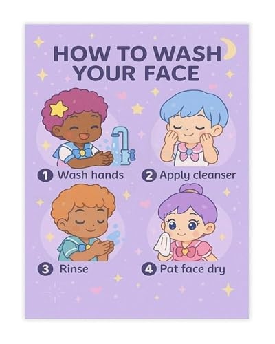 Bathroom Wall Art Skincare Routine Chart Face Cleansing Steps Canvas Print for Vanity Decor Home Gift(Framed,16x24inch(40x60cm))