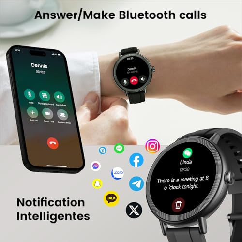 Image of Smart Watch for Women, 1.27 inch HD Fitness Tracker with Bluetooth Calls(Answer&Make) IP68 Waterproof Smartwatch Compatible IOS /Android,100+ Sport Modes Watch with Heart Rate /Sleep Monitor Pedometer Black