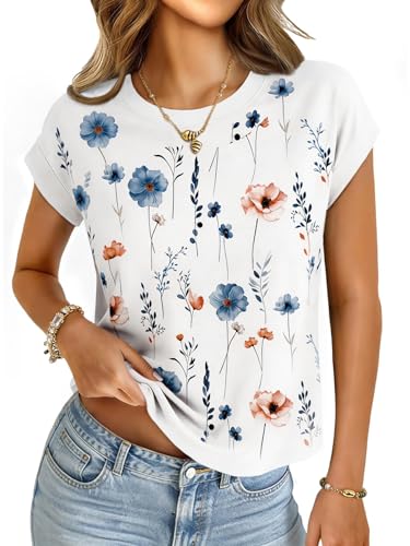Image of UNCLECAT Womens Crop Tops Loose Fit Cap Short Sleeve Summer Tee