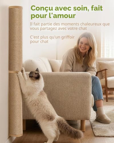 Griffoir mural pour chat robuste - Finis les canapés abîmés, hauteur 86 cm