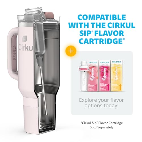 Image of Cirkul 40oz. Cherry Blossom Stainless Steel Tumbler with Handle, All-Day StrawSip, Double-Wall Insulated