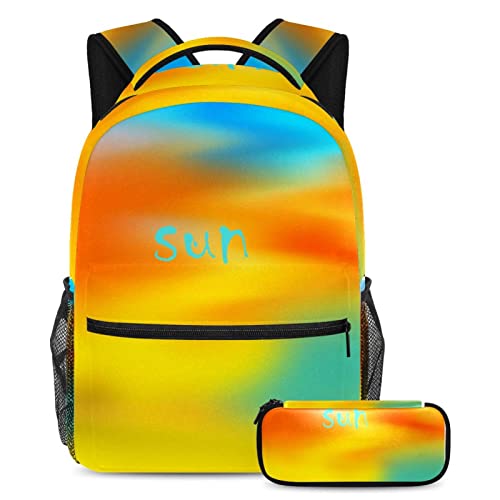 Sac à dos école enfant garçon fille Lot de 2 avec trousse école sac de voyage étudiant multicolore