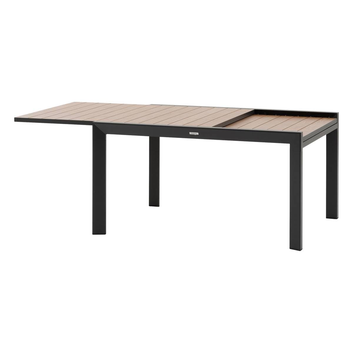 Hespéride - Table de Jardin Extensible Évasion - Effet Bois Honey/Graphite - 140 x 100 x 75 cm - Aluminium, 10 Places - pour Terrasse