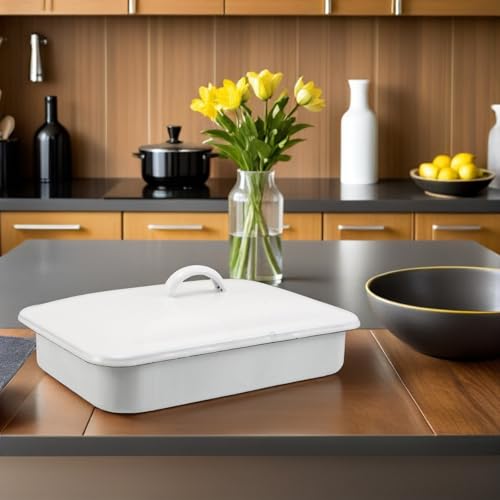 Bandeja para hornear apta para horno VALICLUD rectangular esmaltada con tapa 7