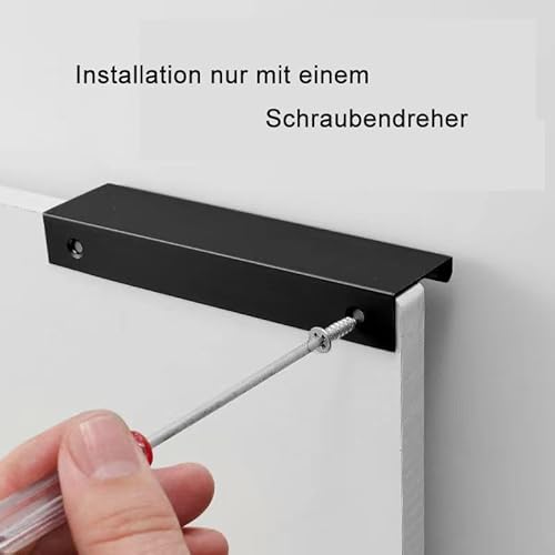 GSHUR 4 Stück Möbelgriffe Versteckter Türgriff Schrankgriffe Aluminium Schubladengriff Versteckter Griffe Unsichtbare Möbelgriffe Küchengriffe - Schwarz, 8cm(Rechtwinklige Kante